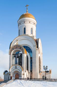 Great Martyr Genus Temple (church of Saint George). Victory Park in Moscow. Russia.