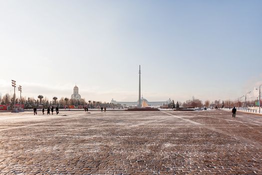 Victory Park in Moscow, devoted to the memory of Second world war 1941-1945. Sunny winter day.Russia.