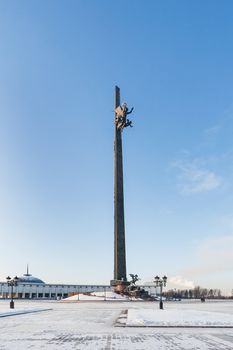 Victory Park in Moscow, devoted to the memory of Second world war 1941-1945. Sunny winter day.Russia.