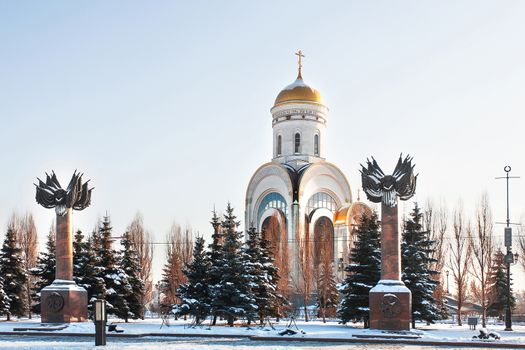 Great Martyr Genus Temple (church of Saint George). Victory Park in Moscow. Russia.