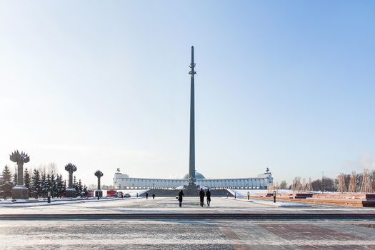Victory Park in Moscow, devoted to the memory of Second world war 1941-1945. Sunny winter day.Russia.