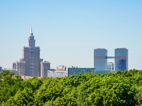 Panorama view on buildings and parks in Aeroport district of Moscow. Russia.