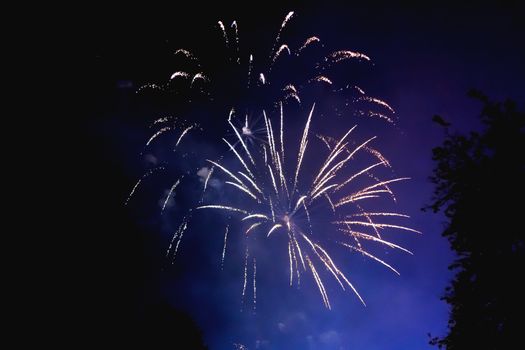 Fireworks in Odintsovo town (Moscow region). Victory day, May 9, 2016. Russia.