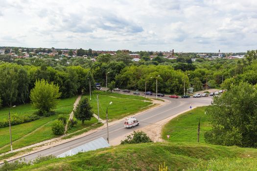 Panorama view on Serpukhov town (Moscow region) from the Red mount. Russia.