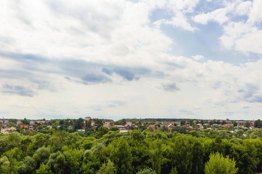 Panorama view on Serpukhov town (Moscow region) from the Red mount. Russia.