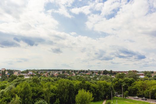 Panorama view on Serpukhov town (Moscow region) from the Red mount. Russia.