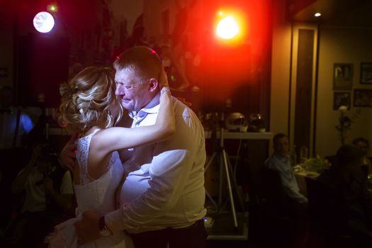 Dance of the bride with her father. Bride and father