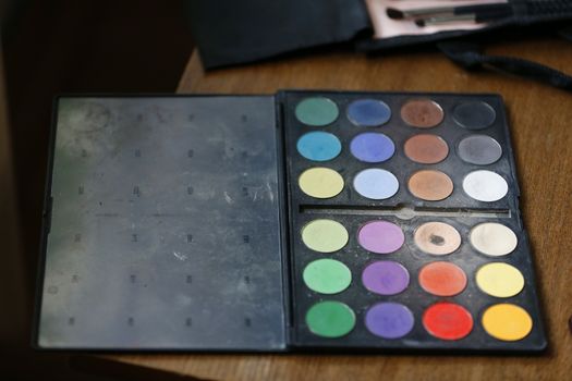 A set of eye shadow. A palette for shadows. Eye shadow.