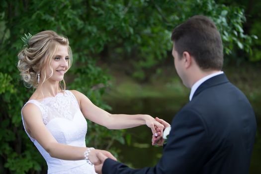 Bride and groom in nature.Bride and groom. Wedding day