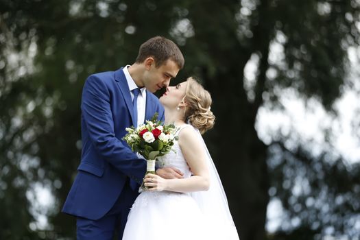 Walk of the bride and groom.Bride and groom. Wedding day