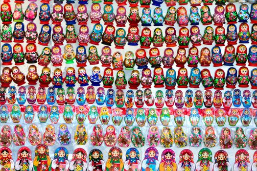 Russia, Moscow, Izmaylovsky Park, August 27, 2017. International Photo Festival.Many nested dolls. Nesting dolls