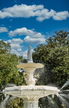 Beautiful Stone fountain in Forsyth Park in Savannah, Georgia