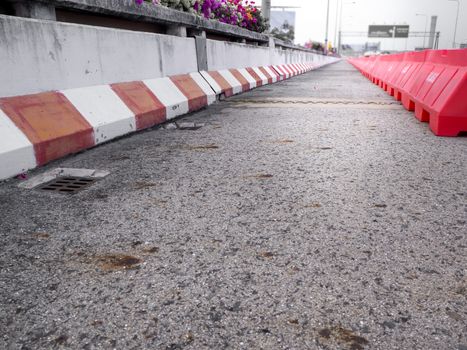 plastic road fencing on the street of a modern
