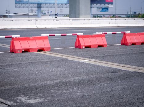 plastic road fencing on the street of a modern