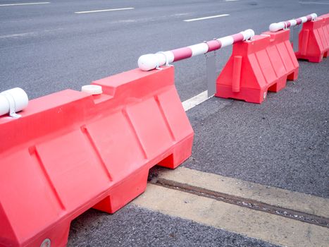 plastic road fencing on the street of a modern