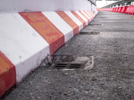 plastic road fencing on the street of a modern