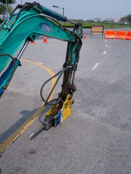 Road works  building site excavator