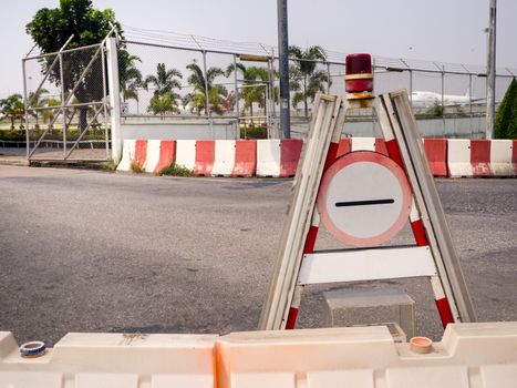 plastic road fencing on the street of a modern