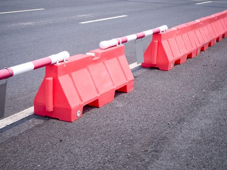 plastic road fencing on the street of a modern