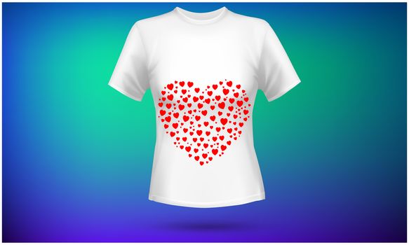 mock up illustration of women wear with heart art on abstract background