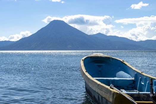 boat at lake atitlan in guatemala