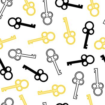 Vintage Key Seamless Pattern. The Key to the Lock on a White Background.