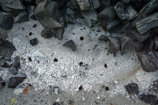 Burnt charcoal in BBQ Stove