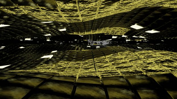 3d render ,yellow golden green,Sci-Fi,Abstract texture brick block background
