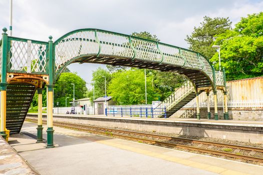 Atmosphere of rural english style Cark railway station schedule local tourism industry on