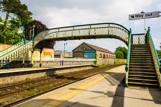 Atmosphere of rural english style Cark railway station schedule local tourism industry on