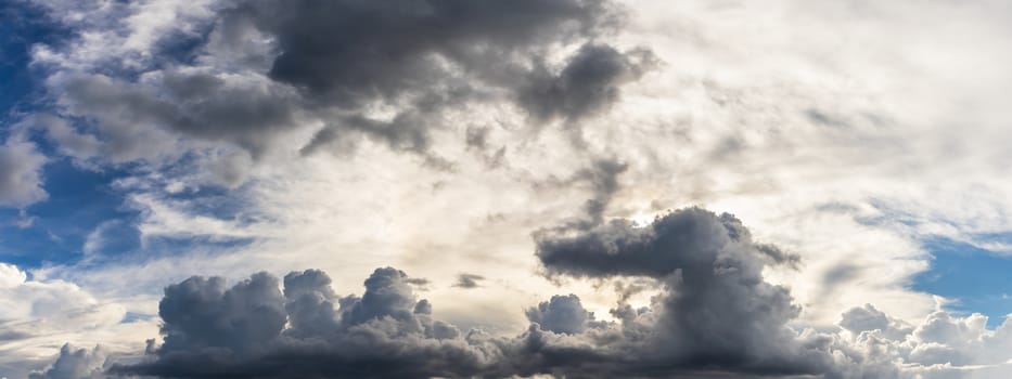 Fantastic clouds against blue sky, Panoramic  fluffy clouds in the blue sky