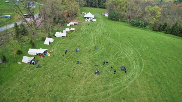 Aerial View of Abe Lincoln Funeral Train Re-Enactment