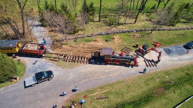 Abe Lincoln Funeral Train Being Loaded onto the Track