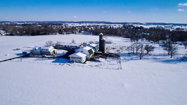 Snowy morning in Amish Farmland