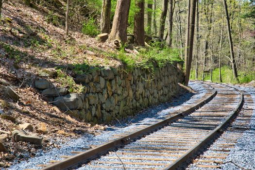 New Rail Road Track on 1830's Right of Way with Stone Wall