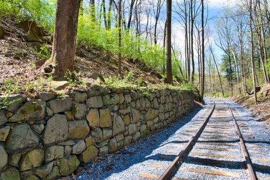 New Rail Road Track on 1830's Right of Way with Stone Wall