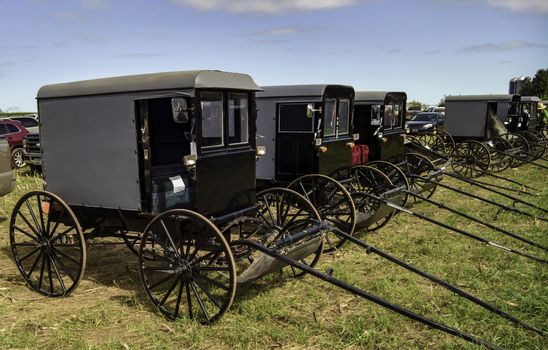Amish Fall Mud Sale Selling Buggies on a Cloudy Day
