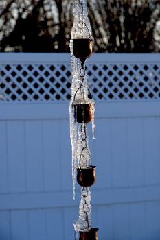 A Frozen Rain Drain in Winter