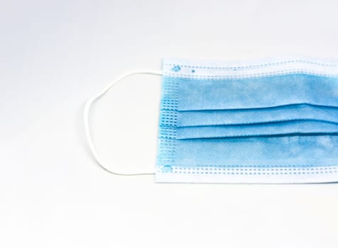 blue surgical mask. Covid-19 pandemic and social distancing to prevent the spread of the virus