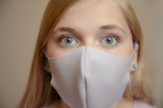 Young girl wearing her face mask during the coronavirus pandemic