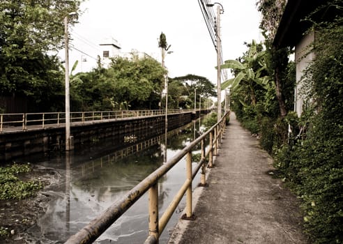 Concrete Walk way along the sewage water canal