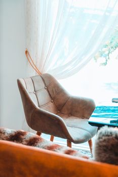 Close-up shot of modern scandinavian-style living room.