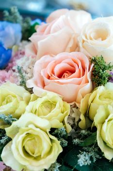 Floral background. artificial flowers in a colorful