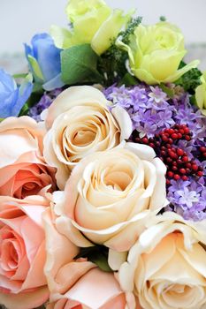 Floral background. artificial flowers in a colorful