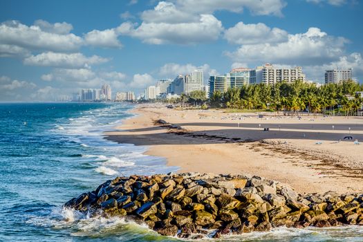 Resort town of Fort Lauderdale Florida with beach