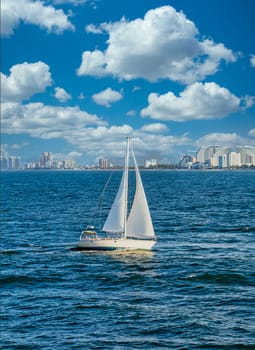 Sailboat off Coast of Fort Lauderdale in background
