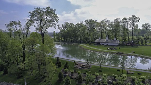 Aerial View of a Old Barns with Steeple or Cupola as Seen by a Drone Aerial View of a Old Barns with Steeple or Cupola as Seen by a Drone