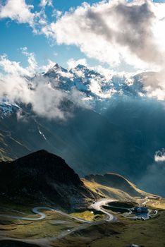 Curvy High Alpine Road in Dramatic Mountains Landscape, Grossglockner,Austria.