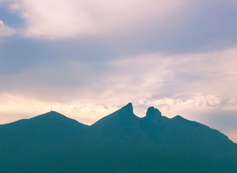 Cerro de la Silla mountain silhouette in Monterrey Nuevo Leon Mexico