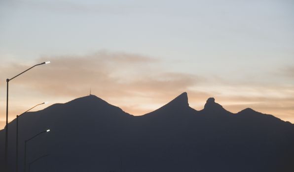 Famous Cerro de la Silla mountain in Monterrey Nuevo Leon Mexico